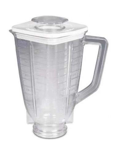 Vaso plástico cuadrado Oster® con tapa blanca y copa de medida al mejor precio en Paraguay Distribuidor Oficial